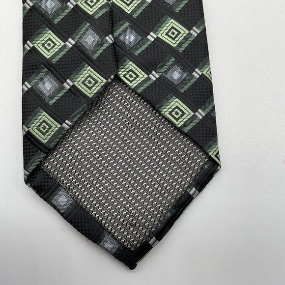 Croft & Barrow Men's Geometric Pattern 100% Polyester Neck Tie Green - Picture 4 of 5